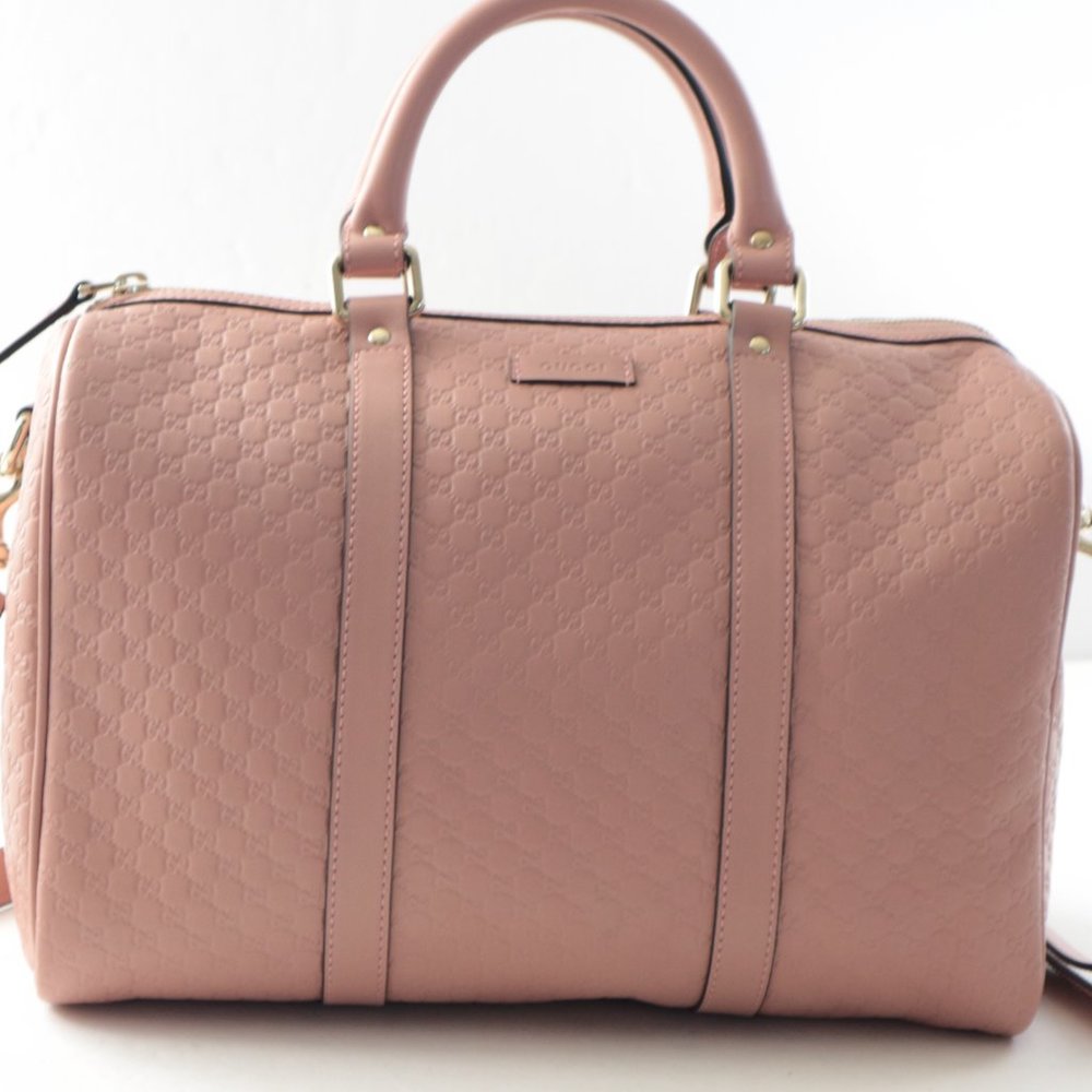 Gucci MicroGuccissima Soft Pink Leather Dome Boston Satchel Handbags